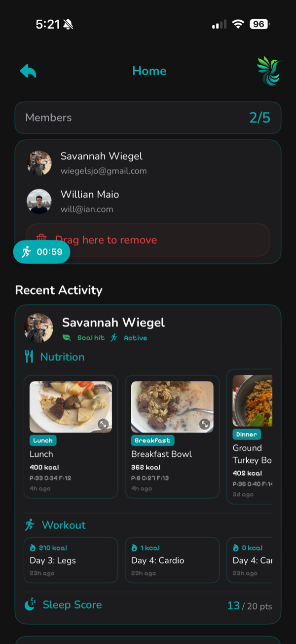 The coordinator’s feed of client activity